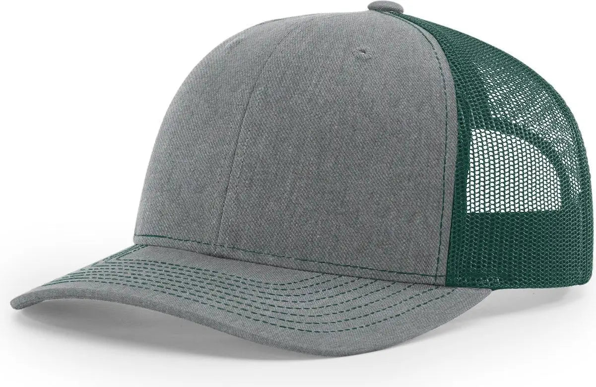 Richardson 112 Trucker Cap - Heather Gray Dark Green - Gray Forest / OSFM
