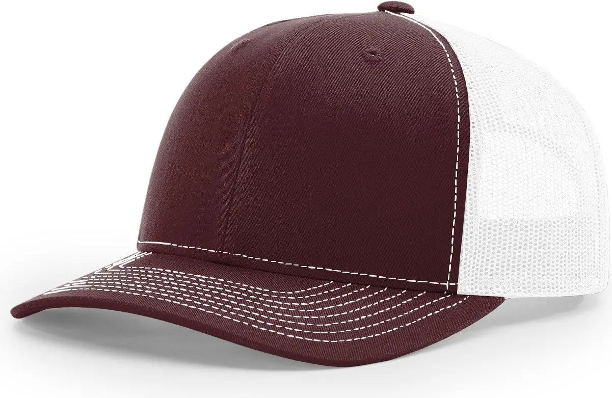 Richardson 112 Trucker Cap - Maroon White - Maroon White / OSFM
