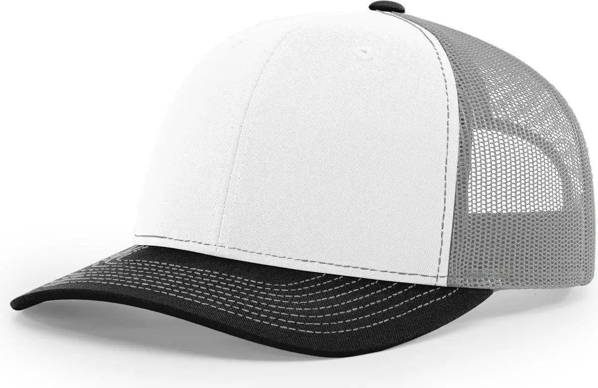 Richardson 112 Trucker Cap - White Aluminum Black - White Aluminum Black / OSFM