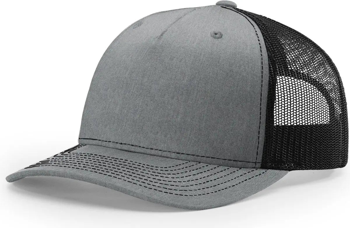 Richardson 112FP Five Panel Trucker Cap - Heather Gray Black - Gray Black / OSFM