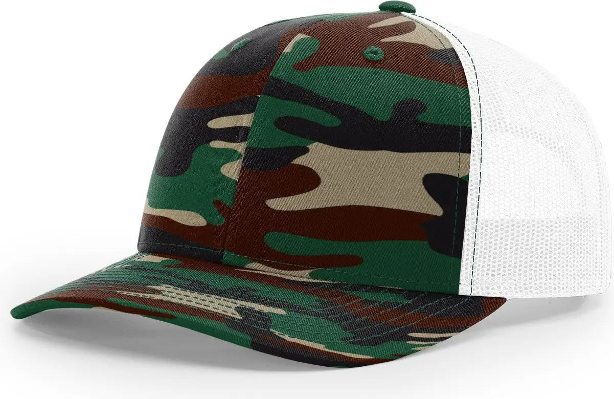 Richardson 112P Printed Trucker Cap - Green Camo White - Green Camo White / OSFM