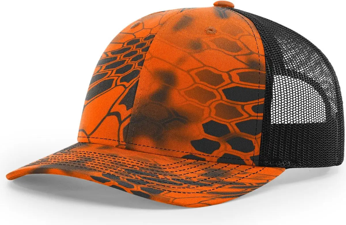 Richardson 112P Printed Trucker Cap - Kryptek Inferno Black - Kryptek Black / OSFM