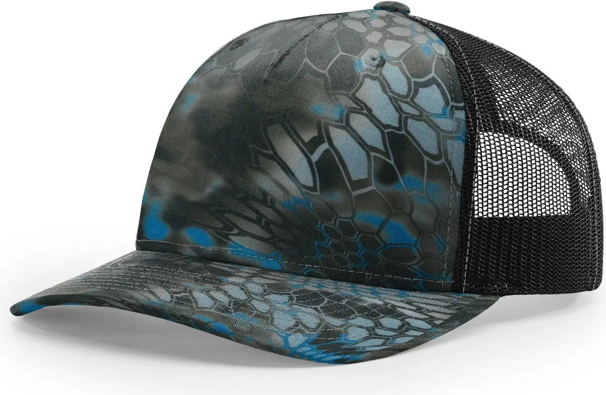 Richardson 112PFP Printed Five Panel Trucker Cap - Kryptek Neptune Black - Kryptek Black / OSFM