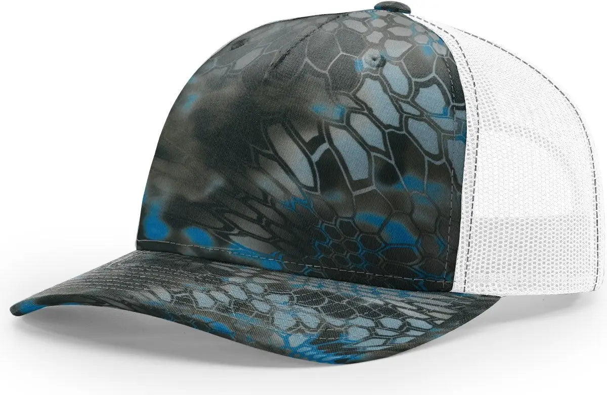 Richardson 112PFP Printed Five Panel Trucker Cap - Kryptek Neptune White - Kryptek White / OSFM