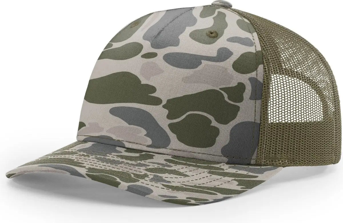 Richardson 112PFP Printed Five Panel Trucker Cap - Marsh Duck Camo Loden - Marsh Duck Camo Loden / OSFM