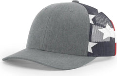 Richardson 112PM Printed Mesh Trucker Cap - Heather Gray Stars Stripes - Gray Stars & Stripes / OSFM