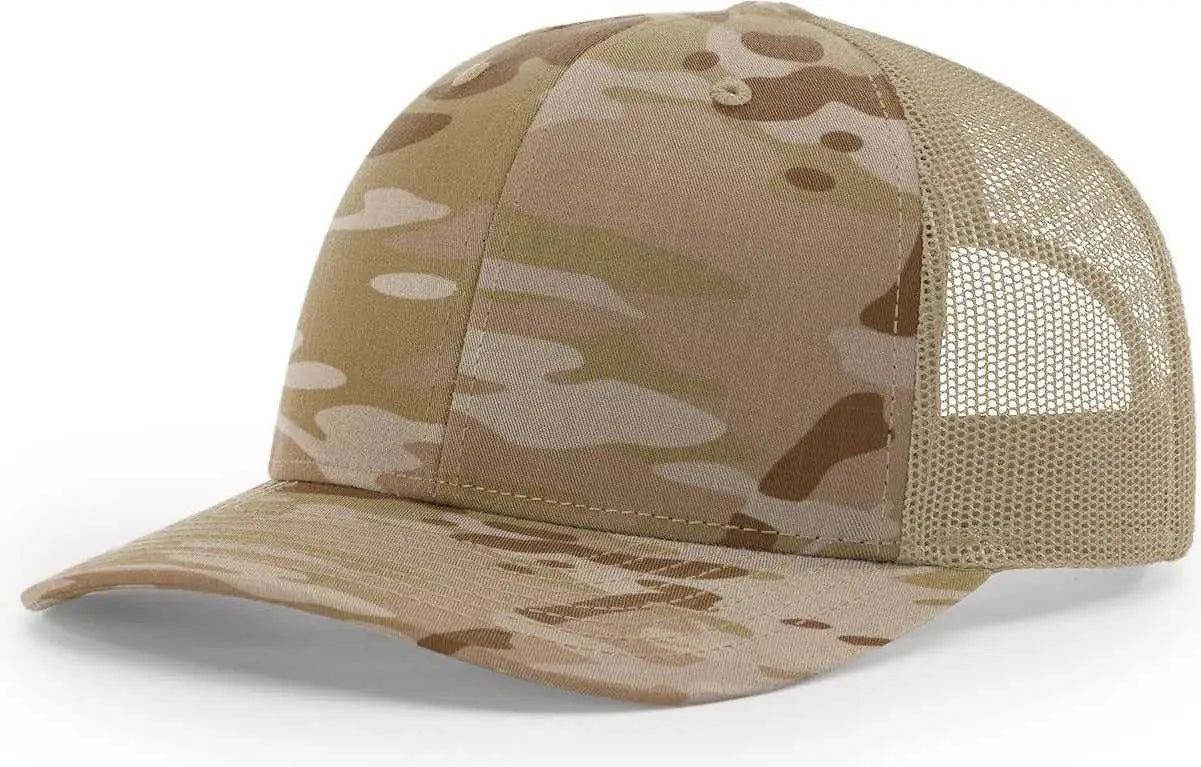Richardson 112PT Printed Tactical Snapback Trucker Caps - Split Multicam Arid Tan - Multicam Tan / OSFM