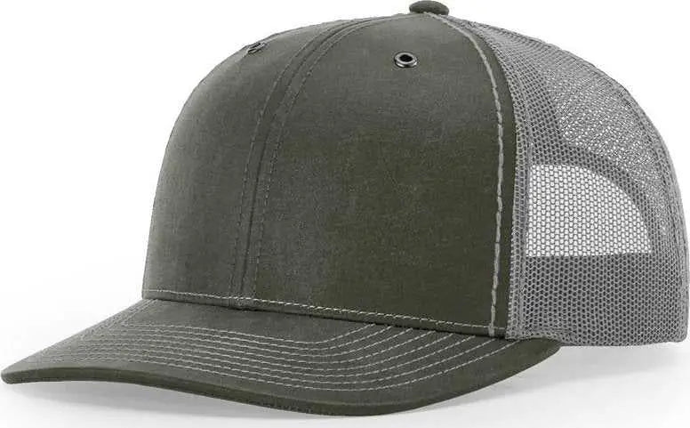 Richardson 112WF Oil Cloth Trucker Caps - Olive Charcoal - Olive Dark Gray / OSFM
