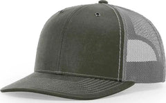 Richardson 112WF Oil Cloth Trucker Caps - Olive Charcoal - Olive Dark Gray / OSFM