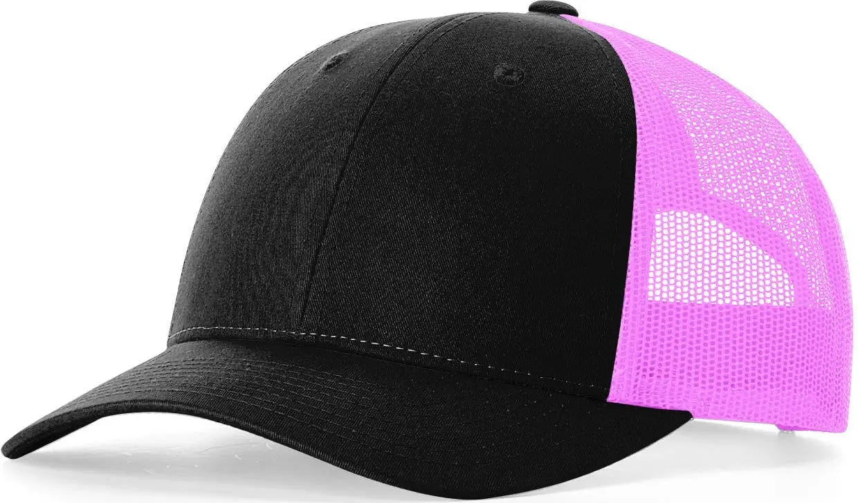 Richardson 115 Low Pro Trucker Cap - Black Neon Pink - Black Pink / S