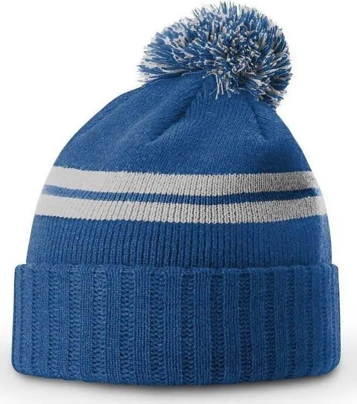Richardson 135 Short Pom Beanies - Heather Royal - Royal / OSFM