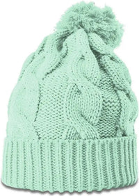 Richardson 141 Chunk Twist Knit Beanie with Cuff & Pom - Seafoam - Seafoam / OSFM