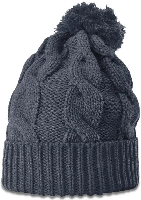 Richardson 141 Chunk Twist Knit Beanie with Cuff & Pom - Slate - Dark Gray / OSFM
