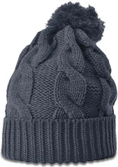 Richardson 141 Chunk Twist Knit Beanie with Cuff & Pom - Slate - Dark Gray / OSFM