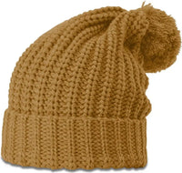 Richardson 143 Chunk Cable Beanie with Cuff & Pom - Camel - Camel / OSFM