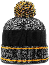 Richardson 148 Heather Beanie with Cuff & Pom - Gray Gold Black - Gold / OSFM