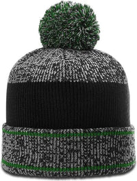Richardson 148 Heather Beanie with Cuff & Pom - Gray Kelly Black - Kelly / OSFM