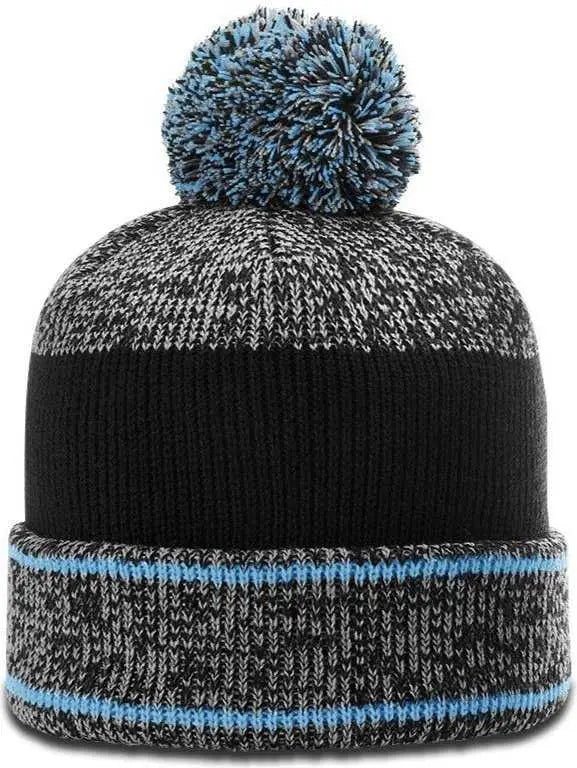 Richardson 148 Heathered Beanies with Cuff and Pom - Columbia Blue - Columbia Blue / OSFM