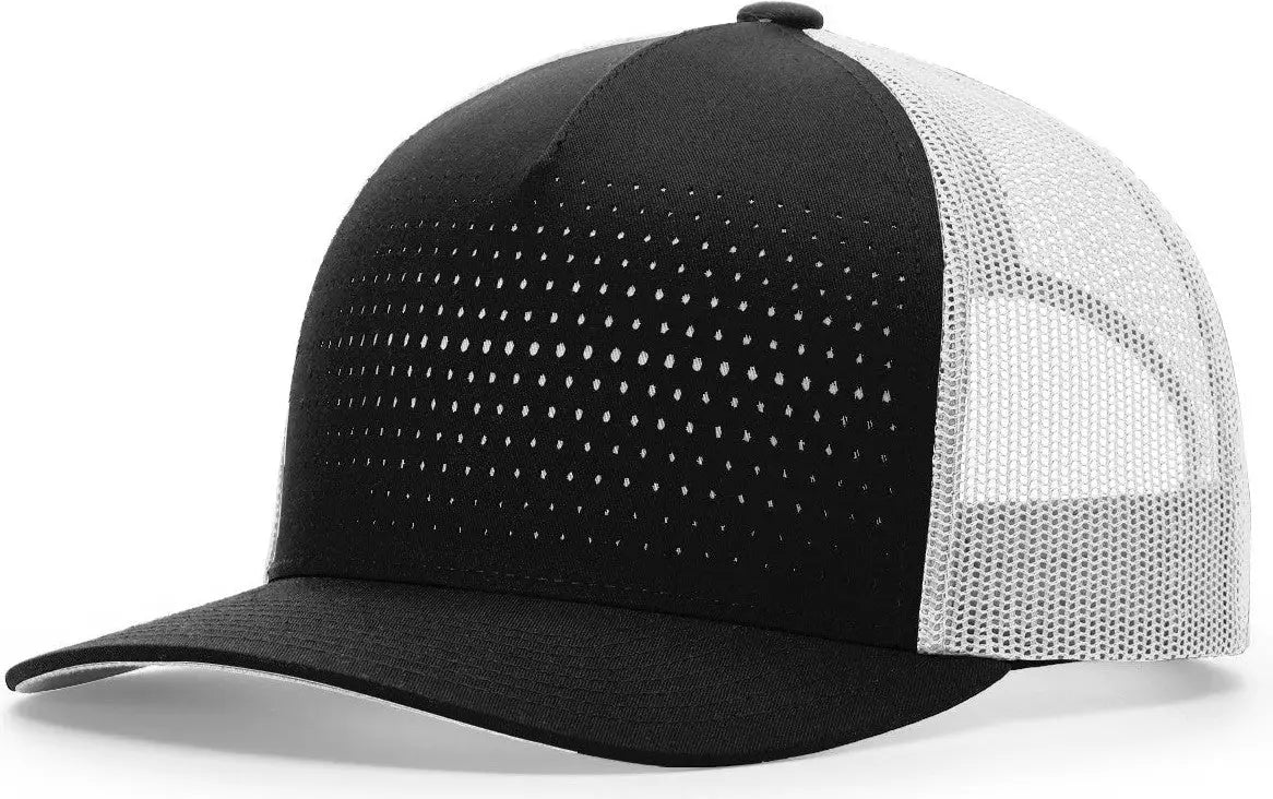 Richardson 163 Laser Cut Five Panel Trucker Cap - Black Light Gray Light Gray - Black Light Gray / OSFM
