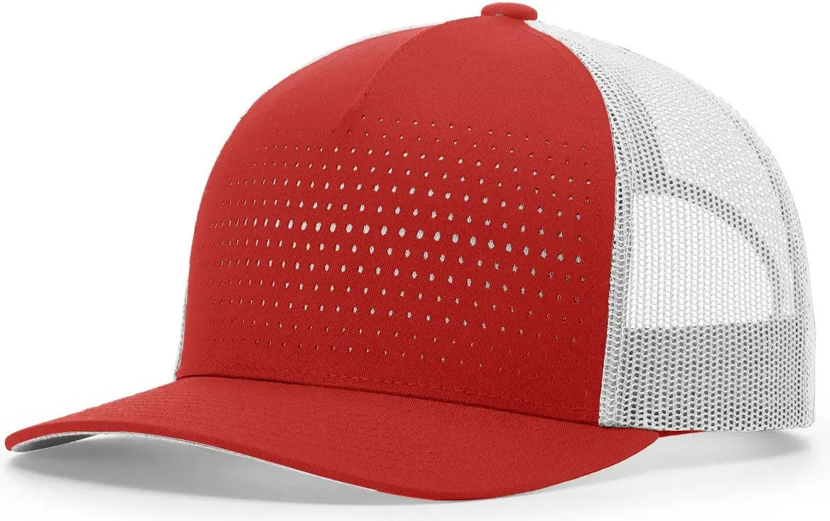 Richardson 163 Laser Cut Five Panel Trucker Cap - Red Light Gray Light Gray - Red Light Gray / OSFM