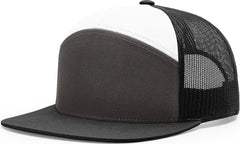 Richardson 168 7 Panel Trucker Cap - Charcoal Black White - Dark Gray Black White / OSFM
