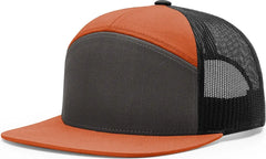 Richardson 168 7 Panel Trucker Cap - Charcoal Burnt Orange Black - Dark Gray Burnt Orange Black / OSFM