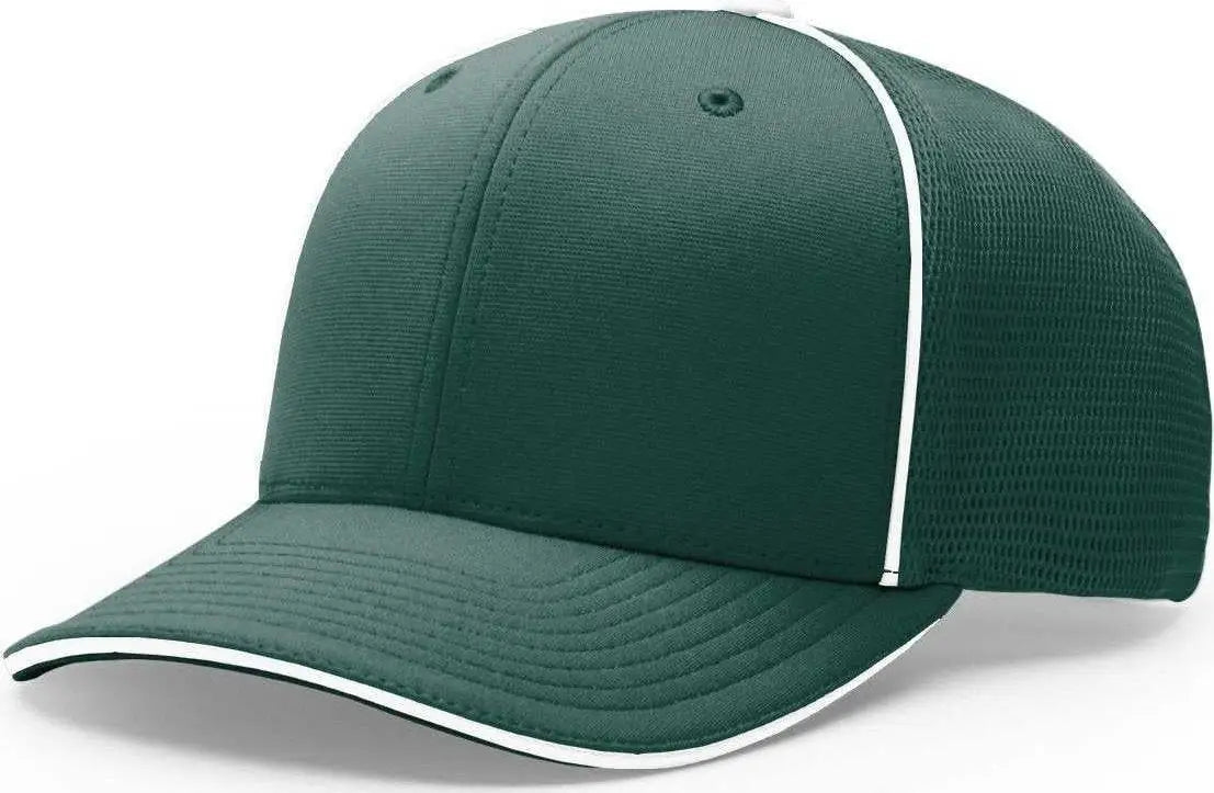 Richardson 172 Fitted Pulse Sportmesh with R-Flex Caps - Dark Green White Contrast - Forest White / XS-SM