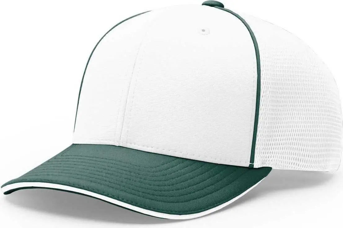 Richardson 172 Fitted Pulse Sportmesh with R-Flex Caps - White Dark Green - White Forest / XS-SM