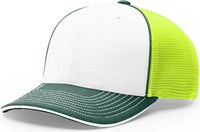 Richardson 172 Fitted Pulse Sportmesh with R-Flex Caps - White Neon Yellow Dark Green - White Yellow / XS-SM