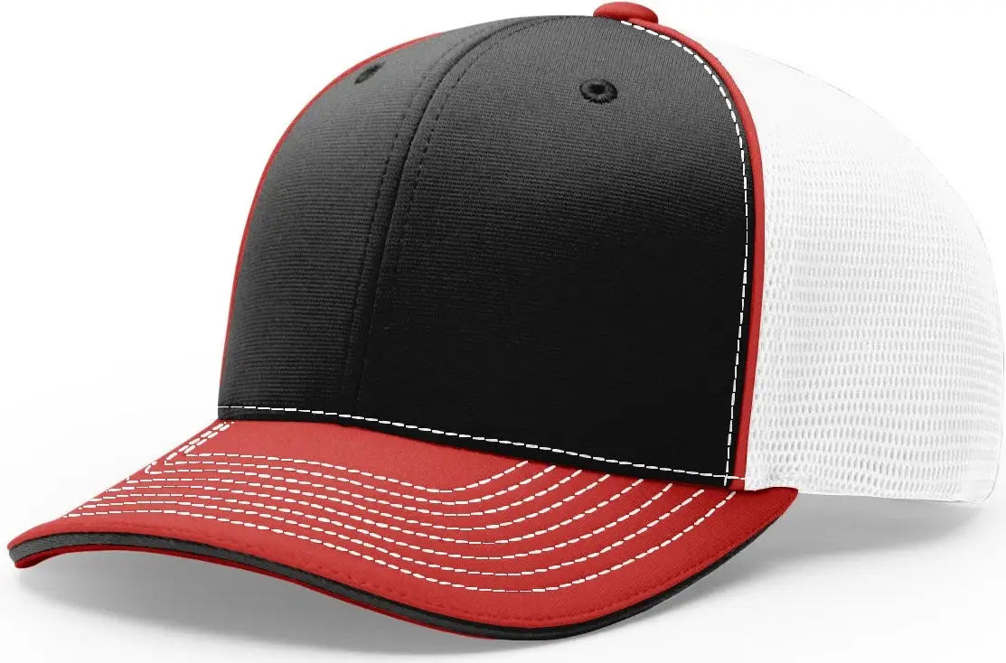 Richardson 172 Pulse Sportmesh R-Flex Cap - Black White Red - Black White Red / LG-XL