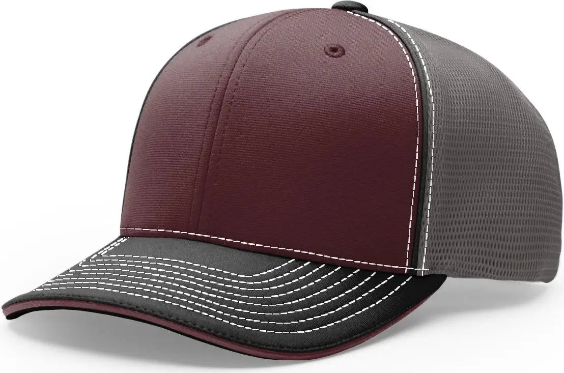 Richardson 172 Pulse Sportmesh R-Flex Cap - Maroon Charcoal Black - Maroon Dark Gray Black / LG-XL