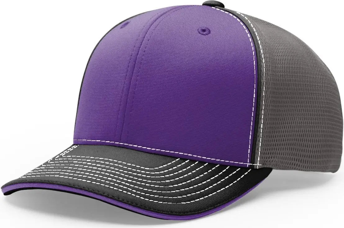Richardson 172 Pulse Sportmesh R-Flex Cap - Purple Charcoal Black - Purple Dark Gray / LG-XL