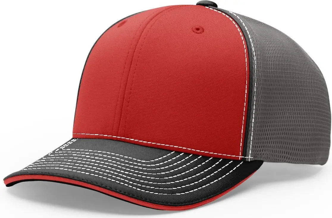 Richardson 172 Pulse Sportmesh R-Flex Cap - Red Charcoal Black - Red Dark Gray Black / LG-XL