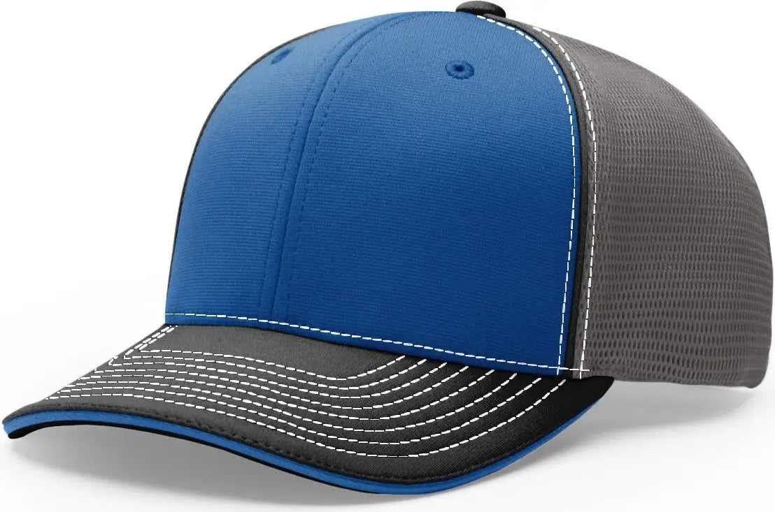 Richardson 172 Pulse Sportmesh R-Flex Cap - Royal Charcoal Black - Royal Dark Gray Black / LG-XL