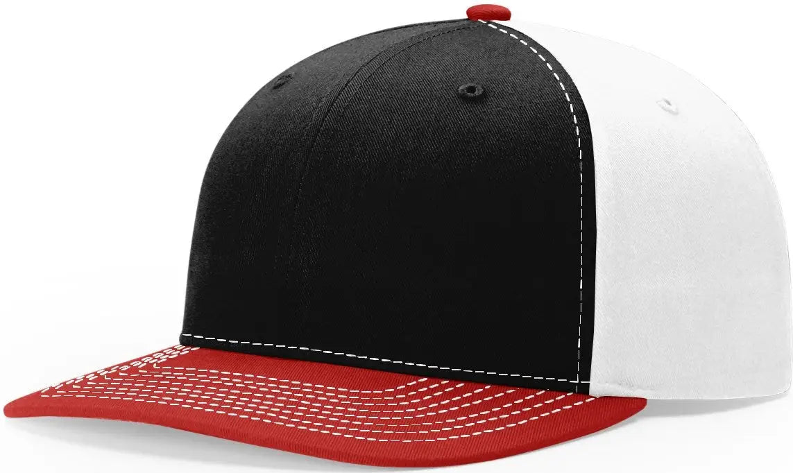 Richardson 312 Solid Twill Trucker Cap - Black White Red - Black White Red / OSFM