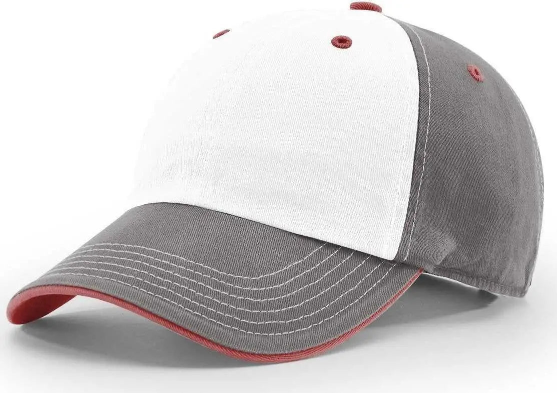 Richardson 322 Washed Chino Charcoal Caps - White Charcoal Cardinal - White Cardinal / OSFM