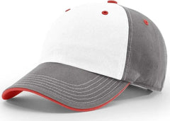 Richardson 322 Washed Chino Charcoal Caps - White Charcoal Red - White Red / OSFM