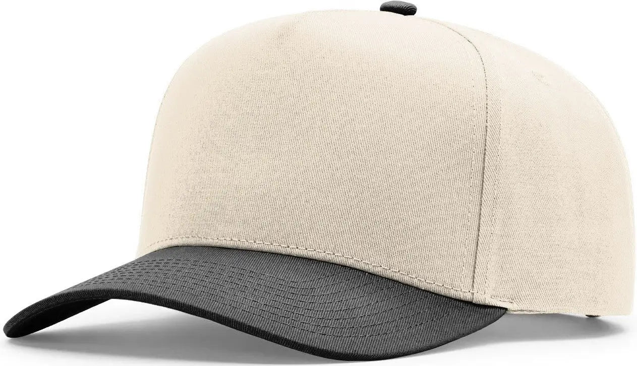 Richardson 323FPC Full Fabric Five Panel Champ Cap - Cream Black - Black / OSFM