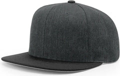 Richardson 510 Acrylic-Wool Blend Flatbill Snapback Cap - Heather Charcoal Black - Heather Dark Gray Black / OSFM