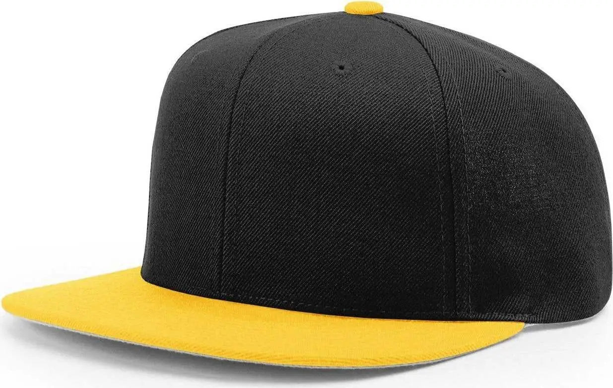 Richardson 510 Wool Flatbill Snapback Caps - Black Gold - Black Gold / OSFM