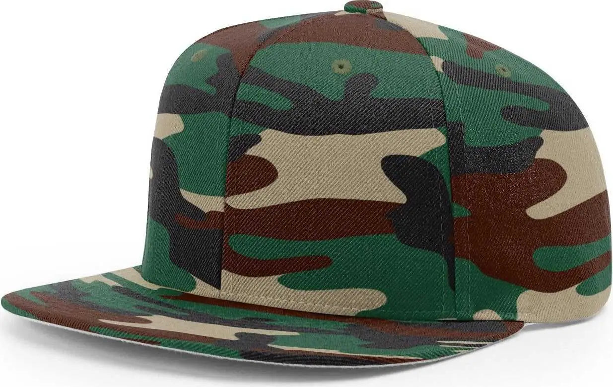 Richardson 510 Wool Flatbill Snapback Caps - Green Camo - Green Brown / OSFM