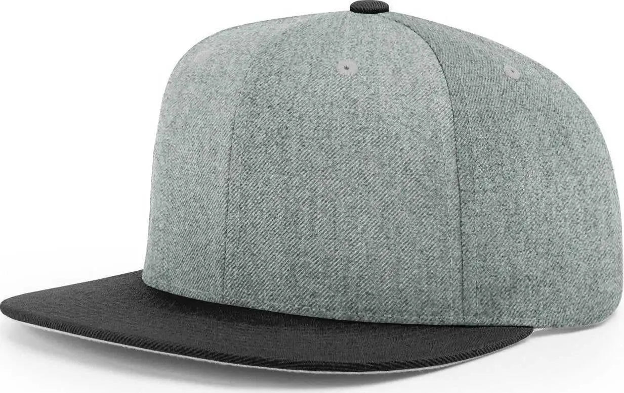 Richardson 510 Wool Flatbill Snapback Caps - Heather Grey Black - Gray Black / OSFM
