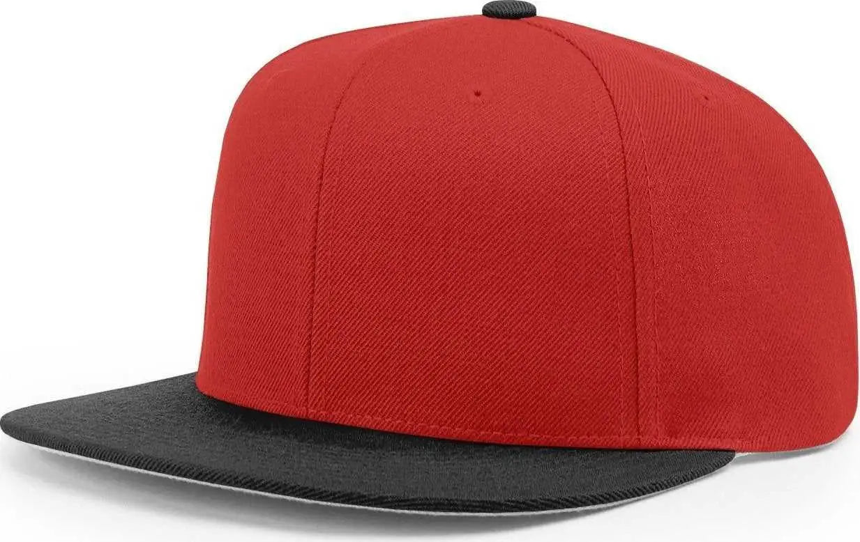 Richardson 510 Wool Flatbill Snapback Caps - Red Black - Red Black / OSFM