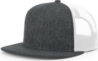 Richardson 511 Acrylic-Wool Blend Flatbill Trucker Cap - Heather Charcoal White - Heather Dark Gray White / OSFM