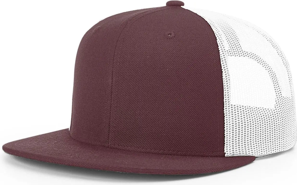Richardson 511 Acrylic-Wool Blend Flatbill Trucker Cap - Maroon White - Maroon White / OSFM