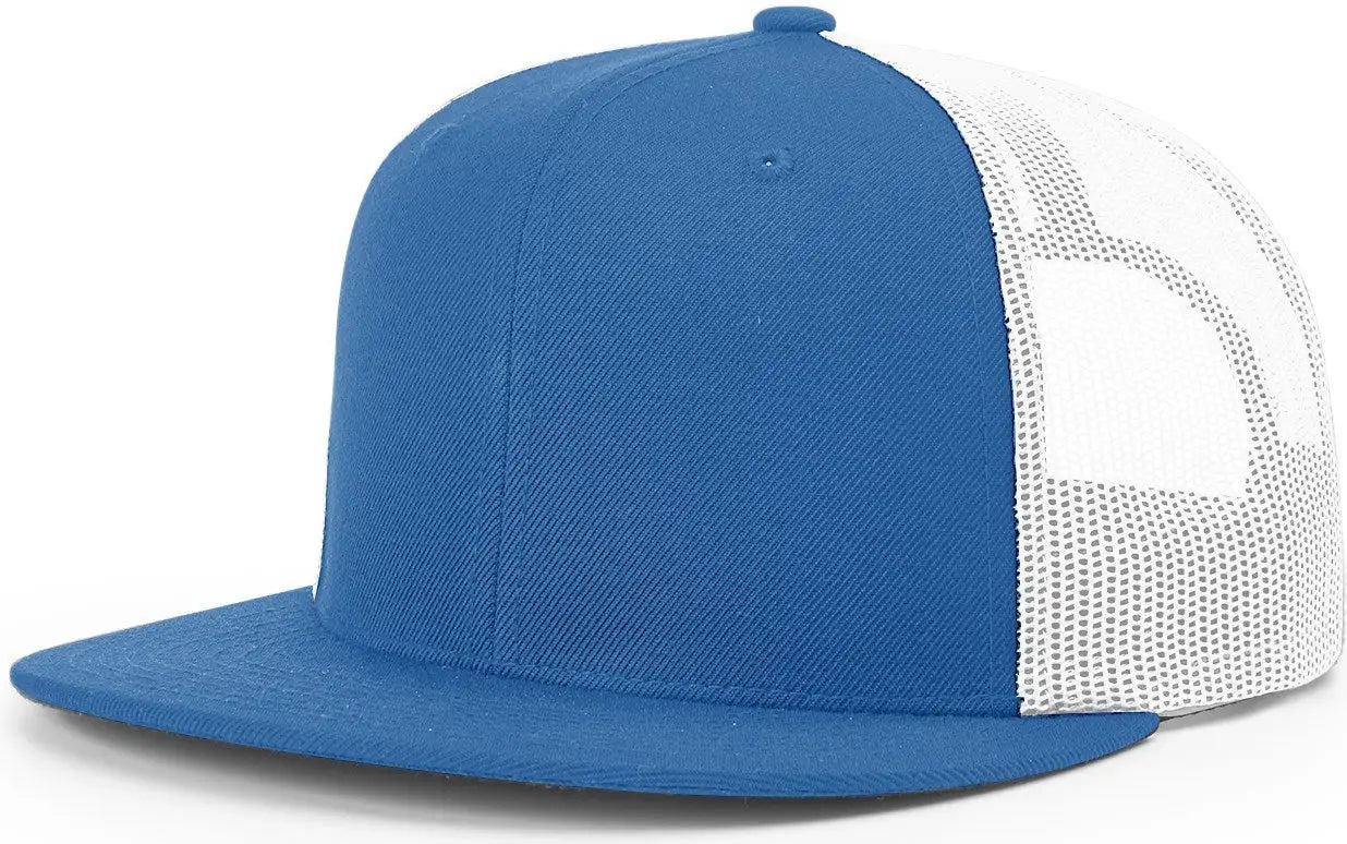 Richardson 511 Acrylic-Wool Blend Flatbill Trucker Cap - Royal White - Royal White / OSFM