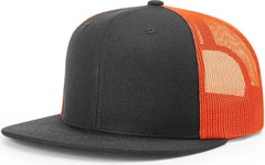 Richardson 511 Wool Blend Flat Bill Trucker Caps - Black Neon Orange - Black Orange / OSFM