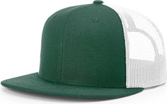 Richardson 511 Wool Blend Flat Bill Trucker Caps - Dark Green White - Forest White / One Size Fits Most