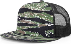 Richardson 511 Wool Blend Flat Bill Trucker Caps - Tiger Camo Black - Black / OSFM