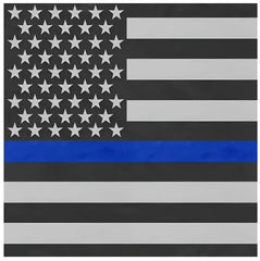 Rothco Thin Blue Line Flag Bandana - Subdued / 22 x 22 Inches